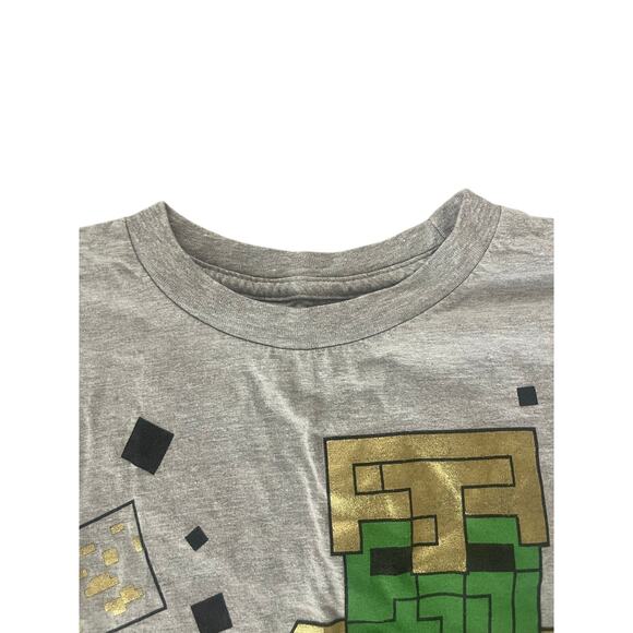 Mojang Boys Gray Graphic Short Sleeve Crew Neck T-Shirt Youth Size Medium - Picture 3 of 5